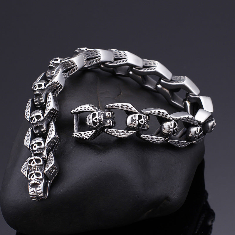 Ancestral Demi Dio Link -- Skull Stainless Steel Bracelet
