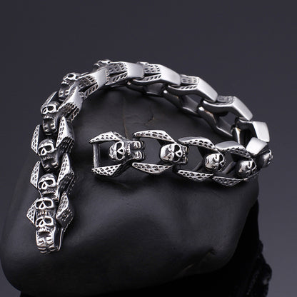 Ancestral Demi Dio Link -- Skull Stainless Steel Bracelet