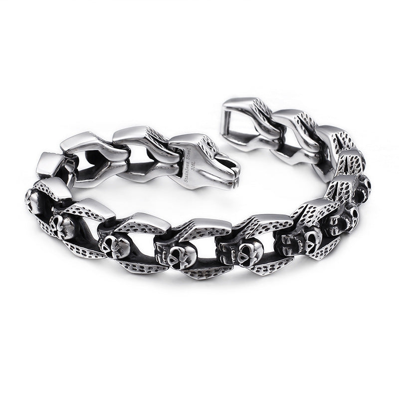 Ancestral Demi Dio Link -- Skull Stainless Steel Bracelet