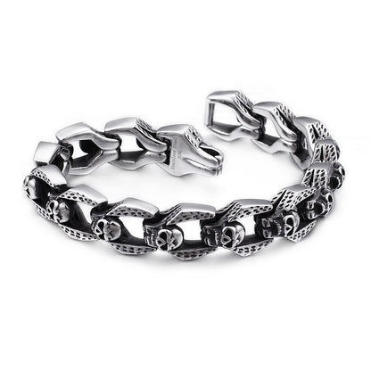 Ancestral Demi Dio Link -- Skull Stainless Steel Bracelet