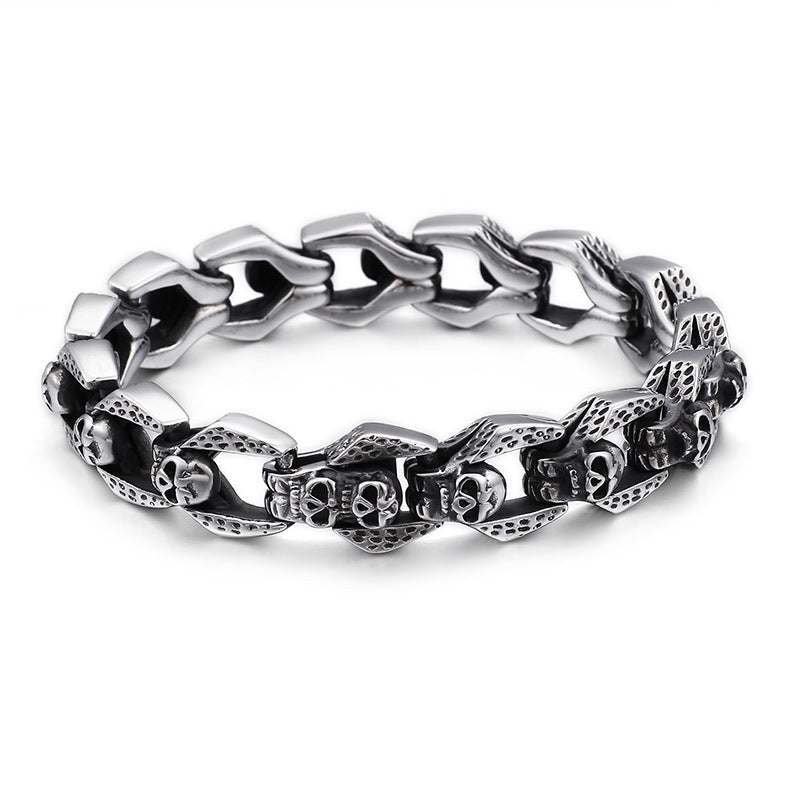 Ancestral Demi Dio Link -- Skull Stainless Steel Bracelet