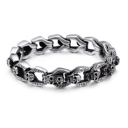 Ancestral Demi Dio Link -- Skull Stainless Steel Bracelet