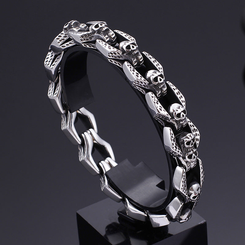 Ancestral Demi Dio Link -- Skull Stainless Steel Bracelet