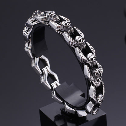 Ancestral Demi Dio Link -- Skull Stainless Steel Bracelet